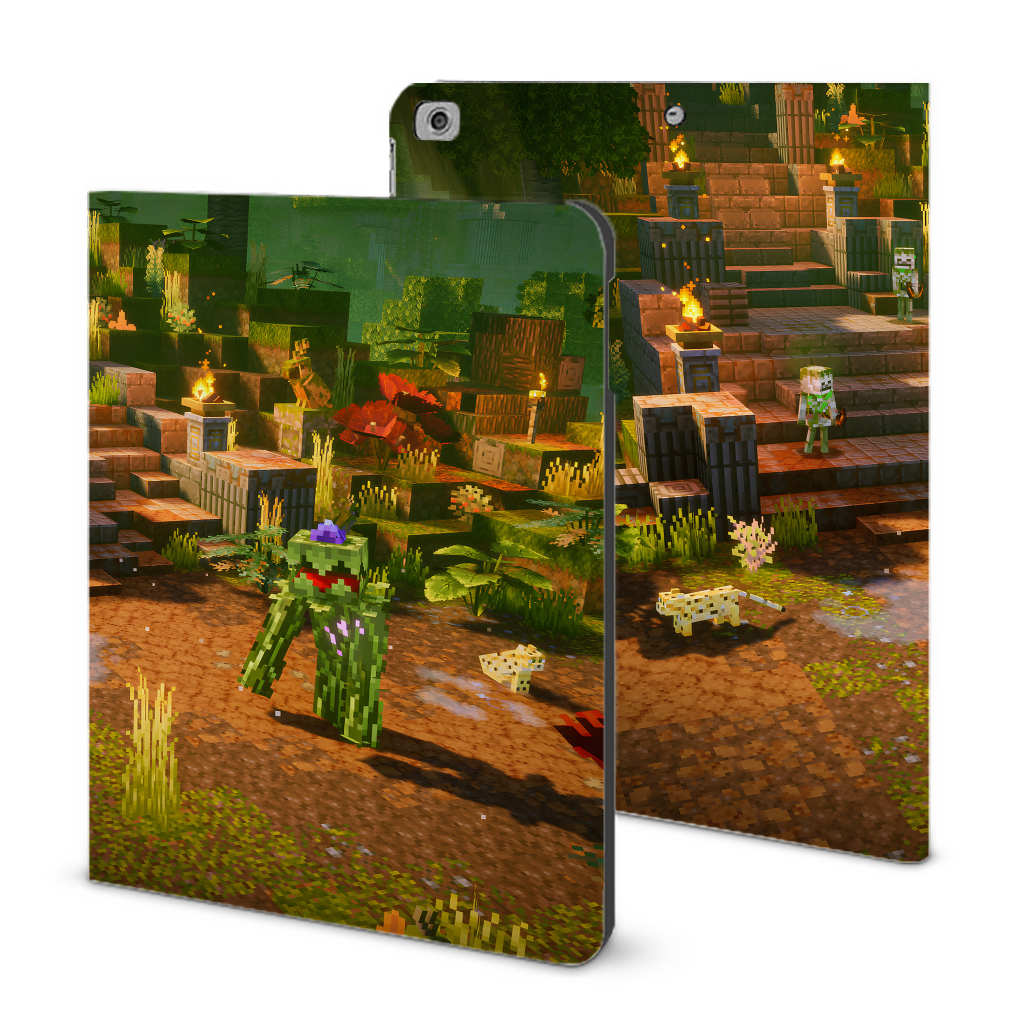 （画像用） マインクラフト ブロックの世界 Minecraft MC Block world IPad ケース ブック型 PUレザー TPU 耐衝撃 軽量 薄型 ペン収納なし 全面保護 IPad 各モデル対応